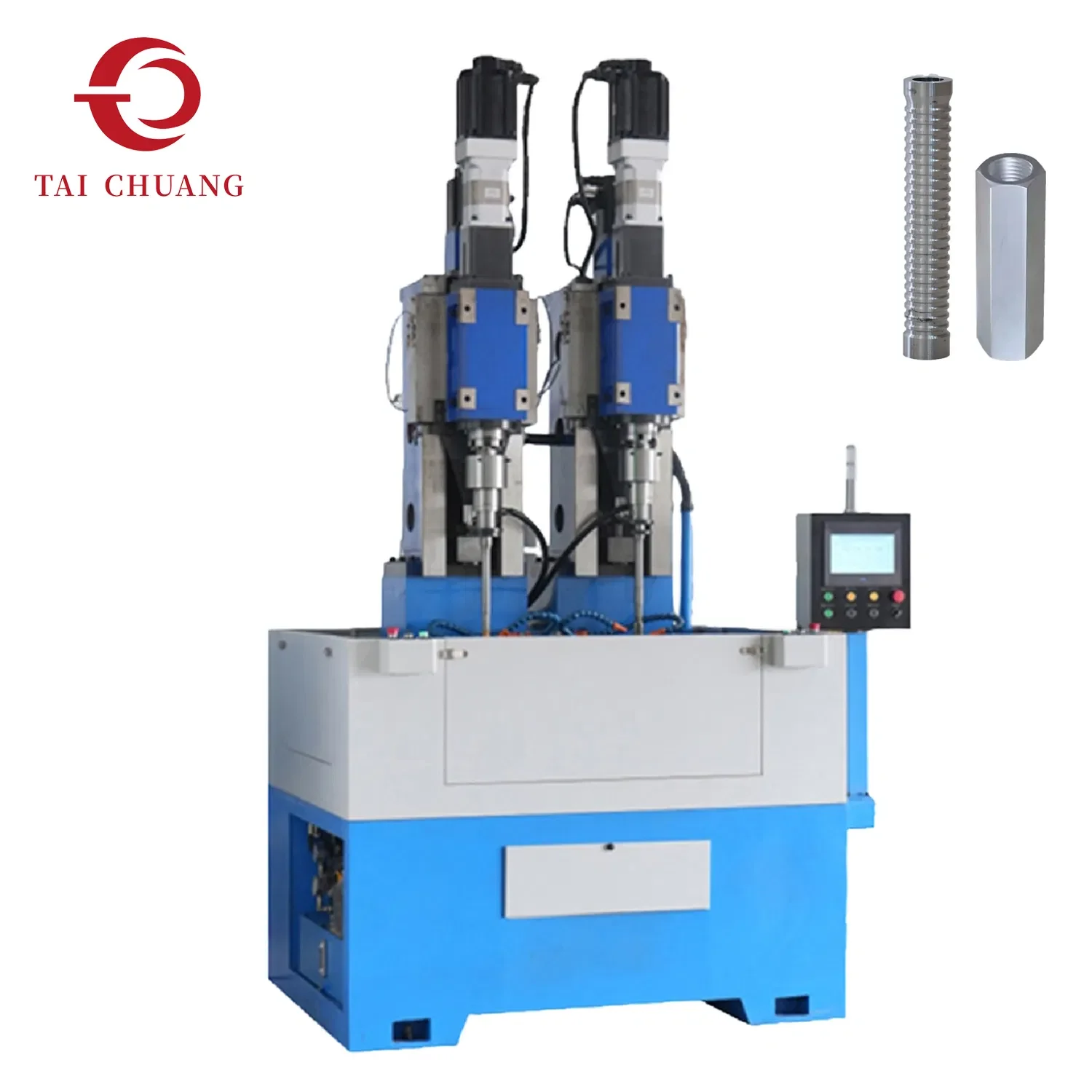 High Efficiency Vertical Double Spindle Long Sleeve Nut Tapping Machine