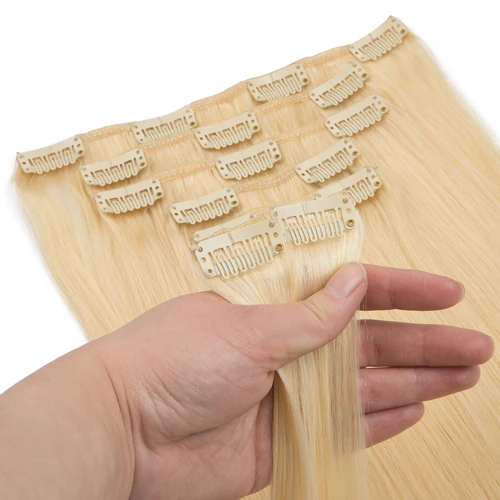 Imagen 2 del producto Extensiones de cabello humano brasileño, pelo Remy de Color Natural, 100g, 7 unidades por Set, hecho a máquina, 12-26 pulgadas