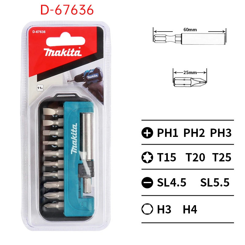 Makita Hexagonal Handle Batch Head Set Boxed Magnetic Drill Bit  Slotted Torx Screwdriver Bits 6.35mm Hex Shank Power Tool Part