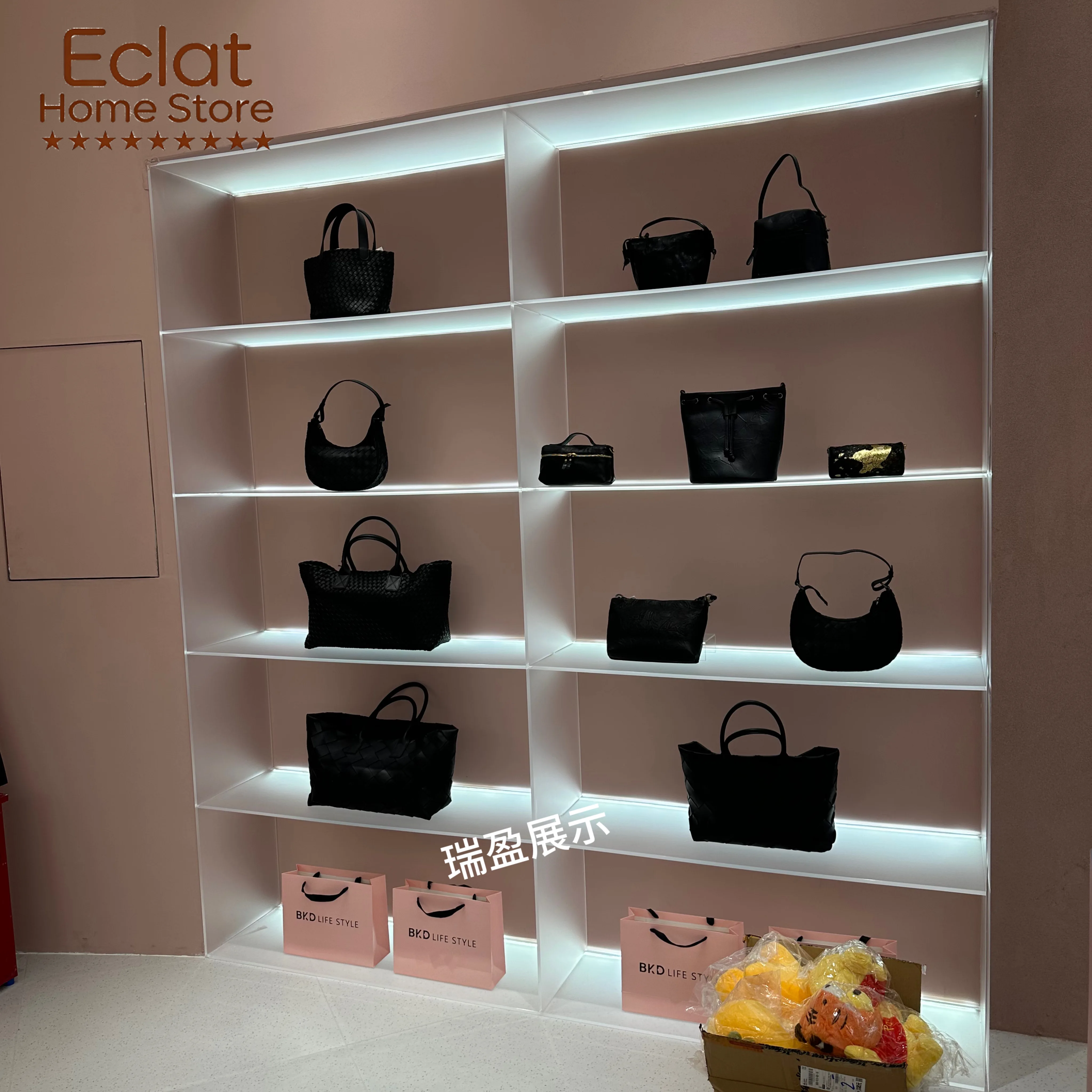 Acrylic display stand custom transparent gradual change color clothing store shoes bag figure wine cabinet acrylic rack