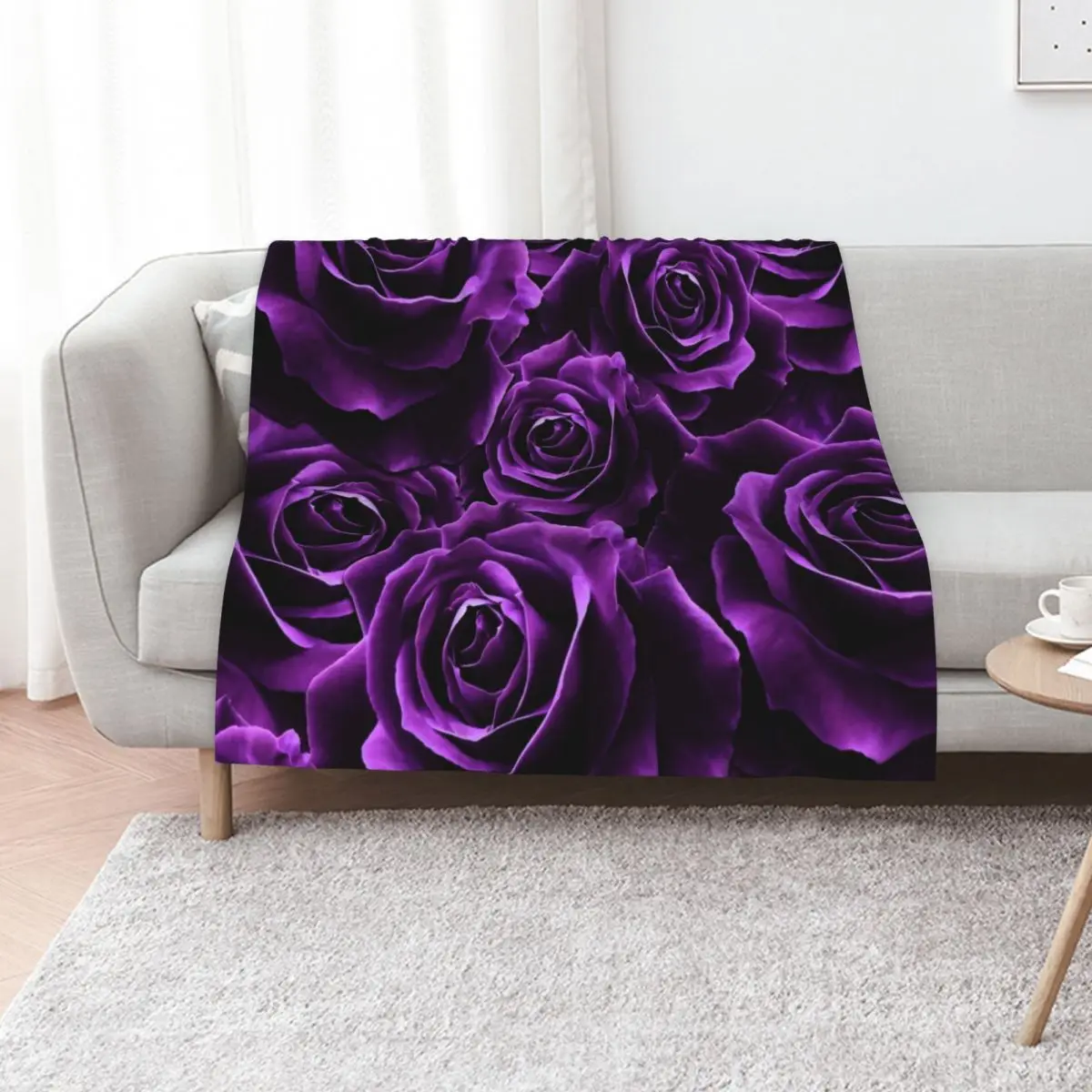 

Velvet Roses Purple Throw Blanket Sleeping Bag Cute Plaid Loose Stuffeds Blankets