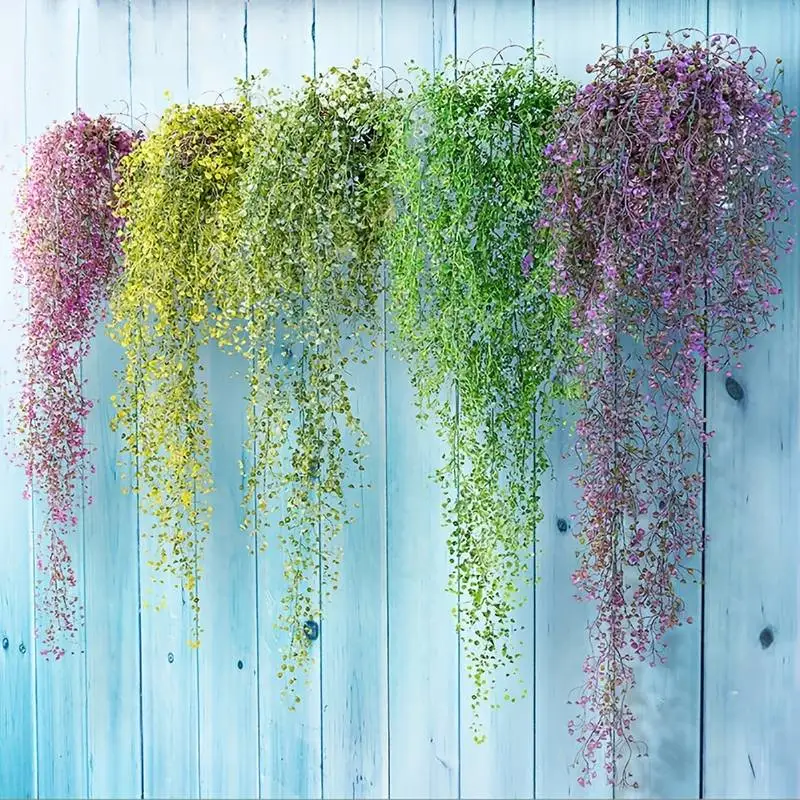 2pcs Artificial Ivy Vine Fake Hanging Wall Willow Rattan Leaves Plastic Garland Grass for Air Conditioning Home Garden Decor - view 5