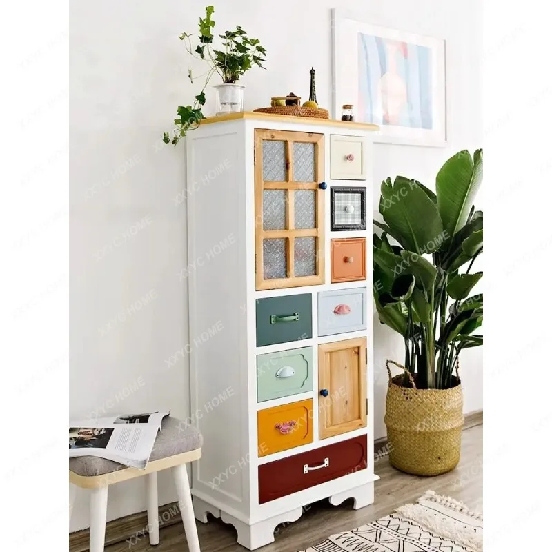 XX country solid wood living room Mediterranean modern simple book storage cabinet