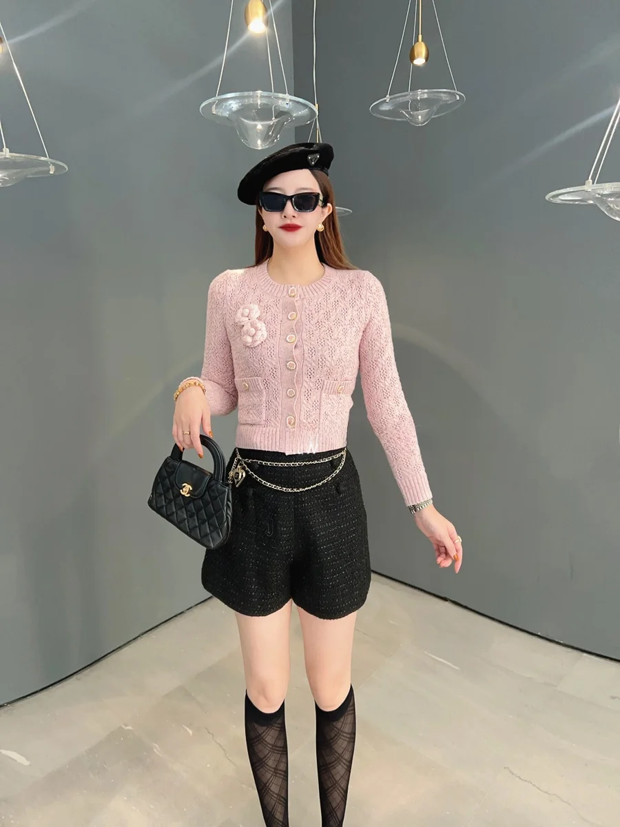 

Вязаный кардиган Mavis Leung Sugar Oolong Tea с ажурной вязкой, женский, с длинными рукавами, двойной вязки, осенняя мода