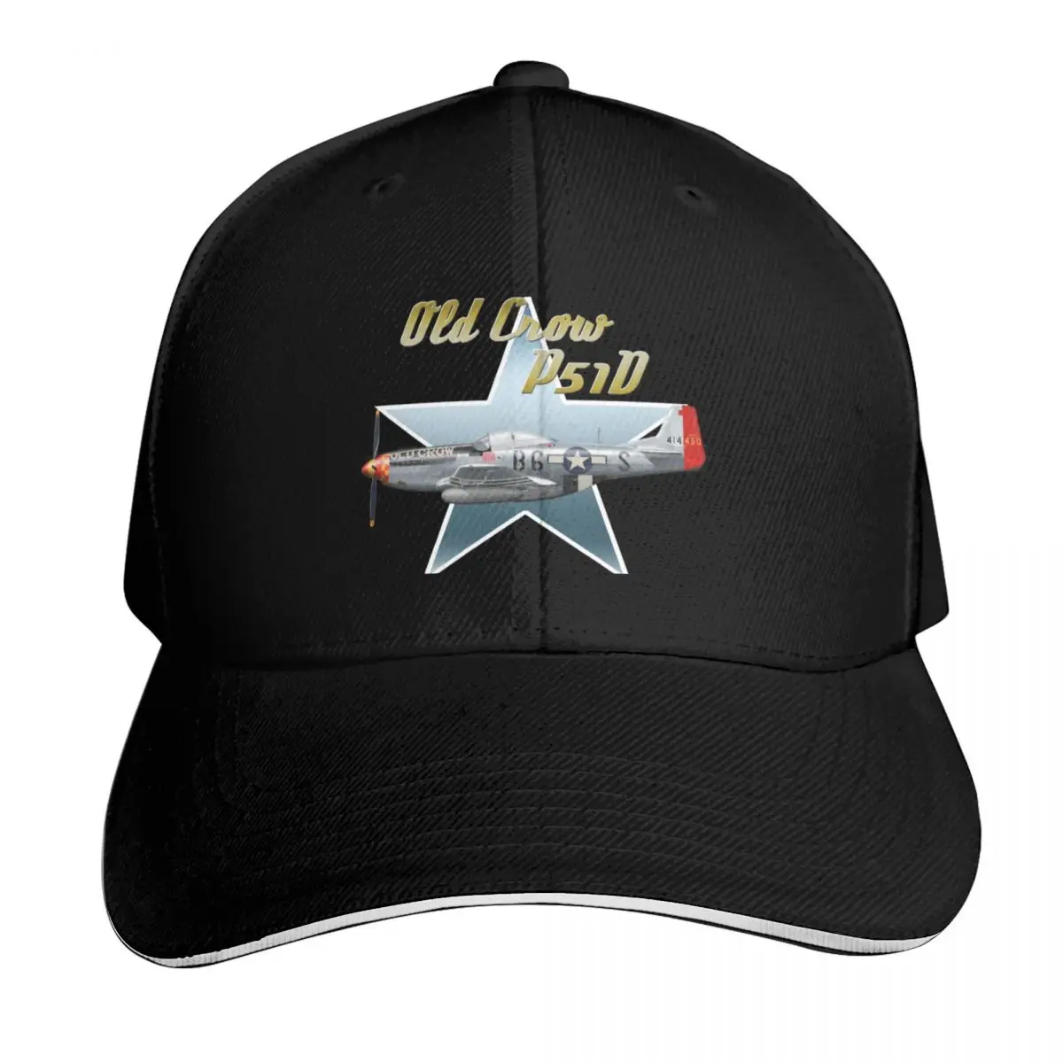 P51D Old Crow Baseball Cap Six Panel Structured Crown Sun Protection UPF 50+ Breathable Mesh Back