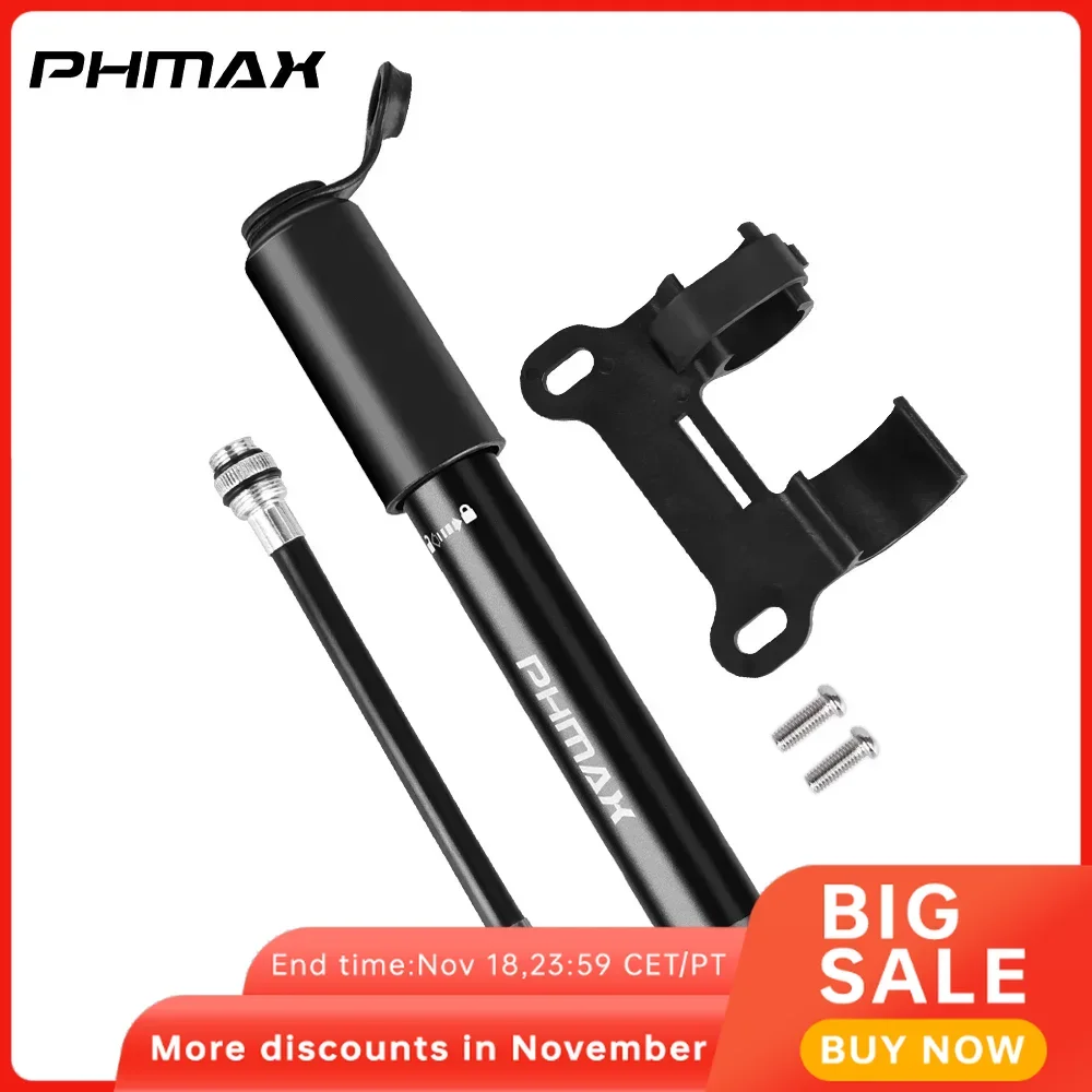 PHMAX Mini High Pressure Aluminium Alloy PumpBicycle Basketball InflatorPortable Small Presta & Schrader with Hose