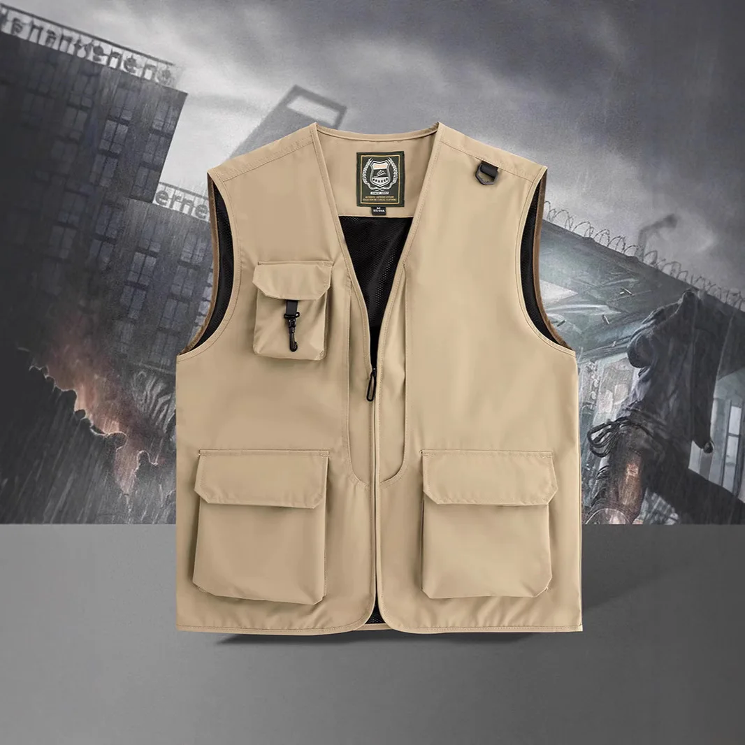 

Men's Fluorescent Green Quick-Drying Vest Spring Summer Casual Multi-Pocket Waistcoat for Outdoor Fishing And Photography