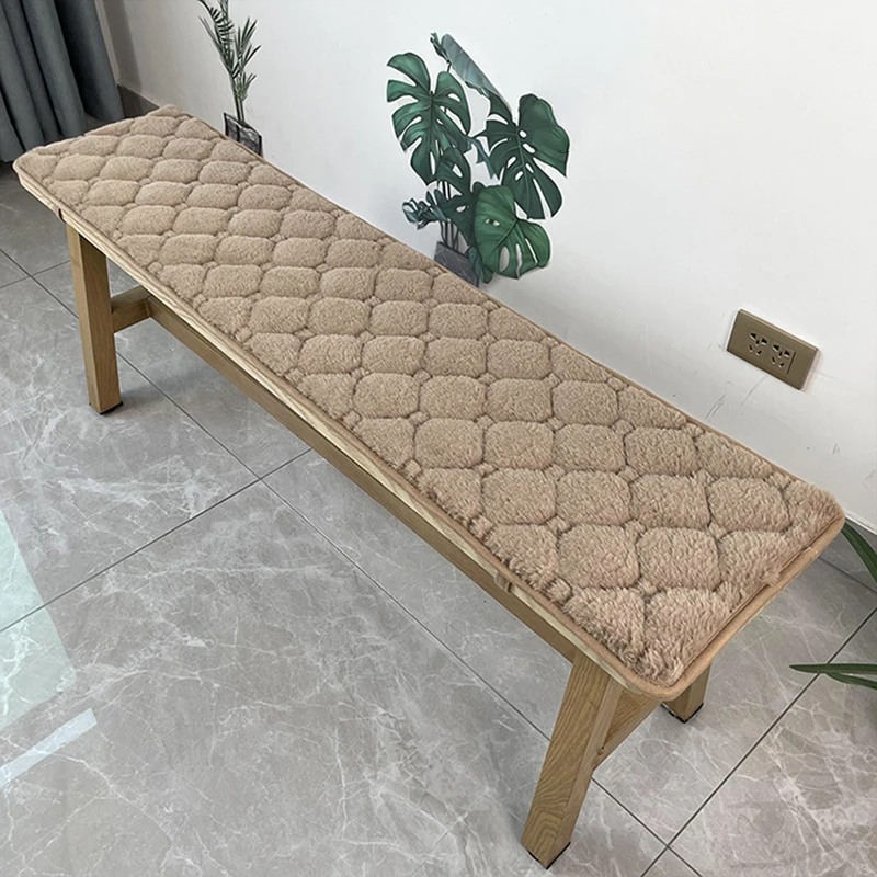 Winter Thicken  Plush Long Bench Cushion Soft Plush Chair Mat Sofa Card Seat Cushion Lounger Chair Long Seat Pad