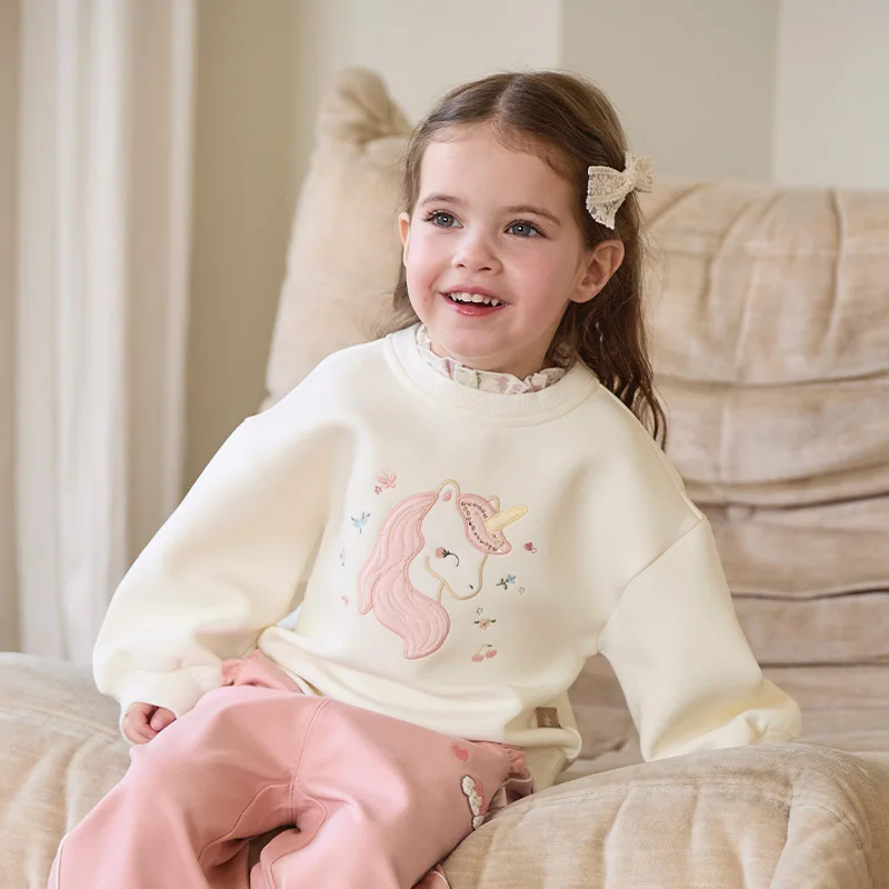 Dave Bella Girls Sweatshirt Long Sleeve Pullover Autumn Spring Sportswear Clothes Cute Sweet Lace Casual Children Tops DB3263207