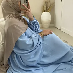 Solid Abaya Muslim Long Dresses Women Ramadan Eid Muslim Dress Dubai Islamic Elegant Loose Robe African Turkish Kaftan