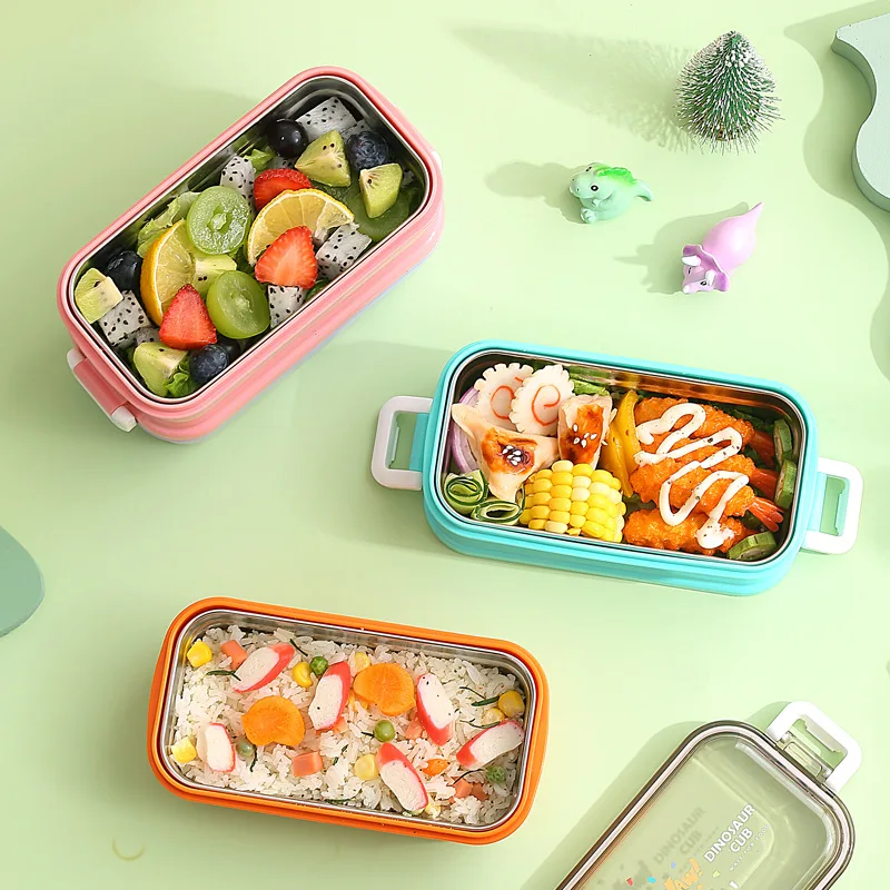 Children\'s Lunch Box 304 Stainless Steel Bento Box Sealed Leak-proof Food Container Portable Picnic School Office Storage Box