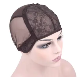 Gorro de Peluca de doble encaje con correa ajustable en la espalda, Red de pelo estirable, gorro de tejido para hacer peluca, 1 unidad