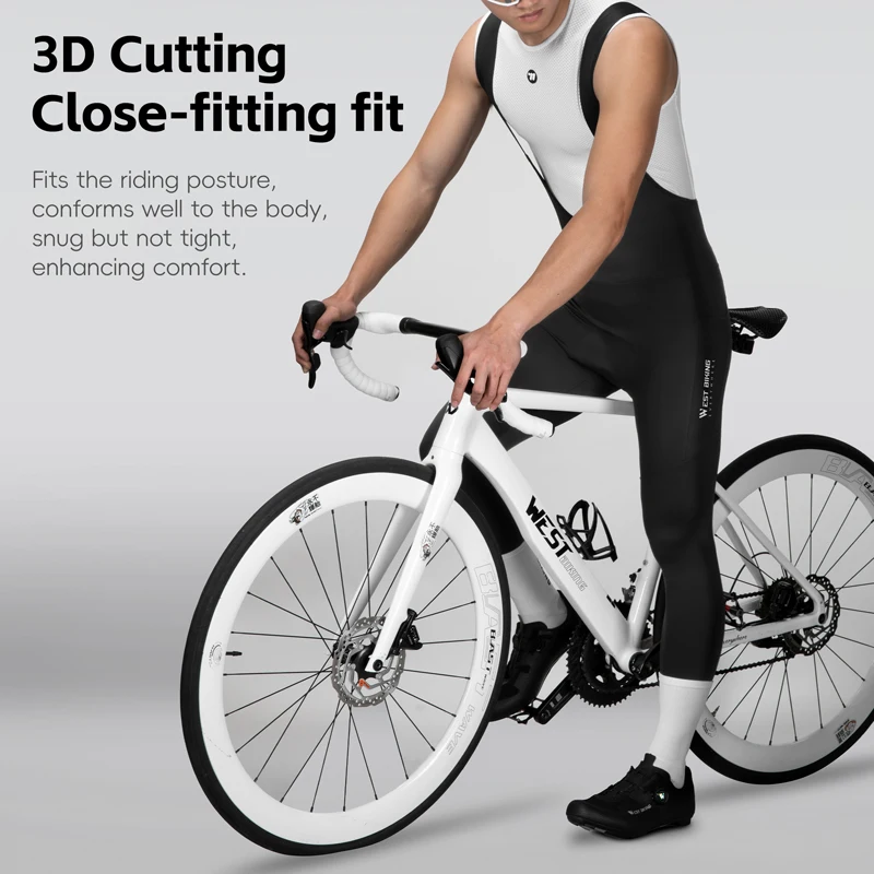 

WEST BIKING Cycling Bib Pants Widened Elastic Seamless Straps Men's Cycling Longs Shorts Soft Pants Breathable Bicycle Clothing