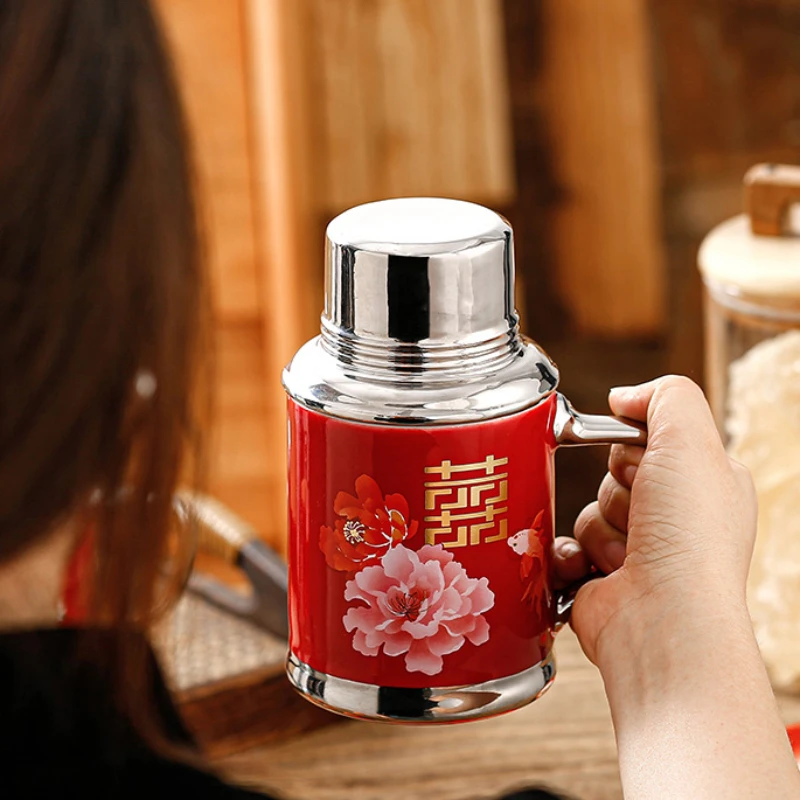 

Retro creative vintage ceramic water bottle mug wedding with lid wedding water Ceramic mug