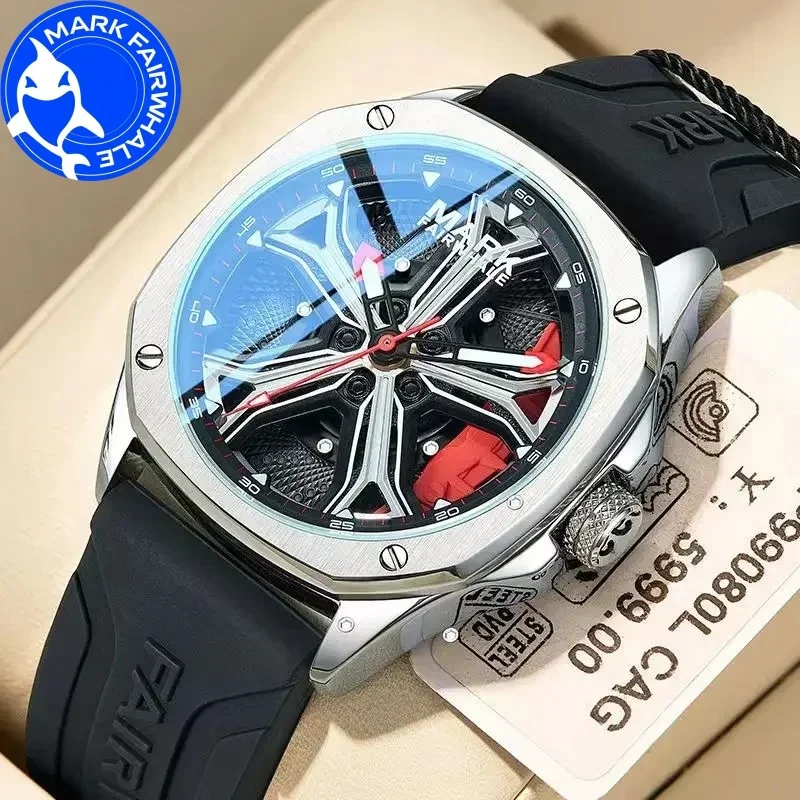 

MARK FAIRWHALE часы для мужчин 5060, колесный штангенциркуль, циферблат, модные водонепроницаемые светящиеся кварцевые наручные часы, мужские часы, подарочная коробка