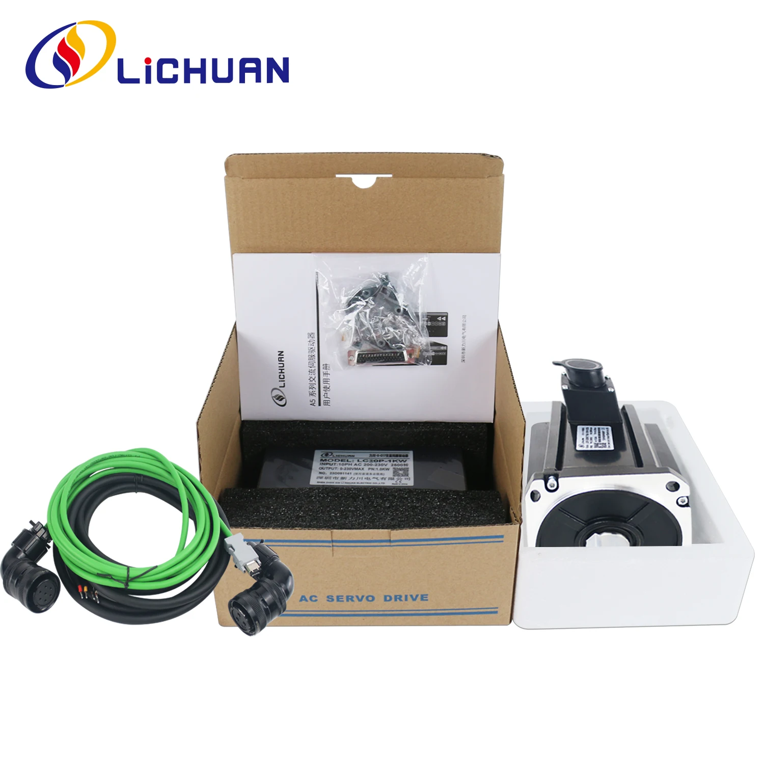 Lichuan 220V 3000RPM 5A6A 4.0N.m/5.0N.m/6.0N.m AC Servo Driver Motor Kit A5 1.2KW 1.5KW 1.8KW AC Servo Motor Drivers Kit for CNC