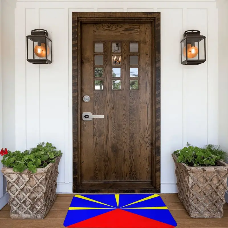 974 Reunion Island Flag Front Door Floor Entrance Mat Outdoor Reunionese Proud Kitchen Bathroom Doormat Garage Carpet Rug