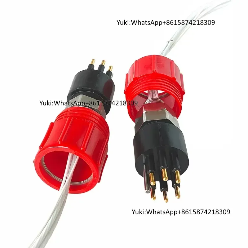FullDepth Chinese-Made BH6M 0.3 Standard Round 6-Pin Socket Red Stainless Steel Rubber Water-Tight Offshore Connector