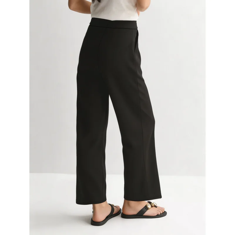 2026 Trendy Classy Straight Leg Pants Women Elastic Waist Comfortable Slimming Black Office Party Trousers 