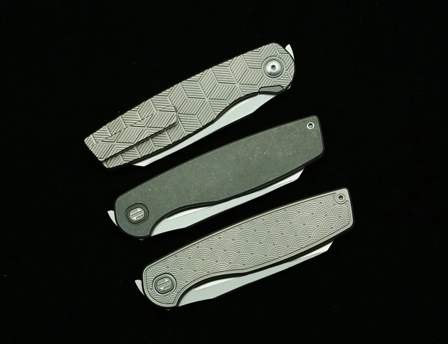 LEMIFSHE جديد براون اللحاء XL ريال M390 شفرة سبائك التيتانيوم مقبض سكين للفرد في الهواء الطلق التخييم بقاء جيب EDC أداة #6