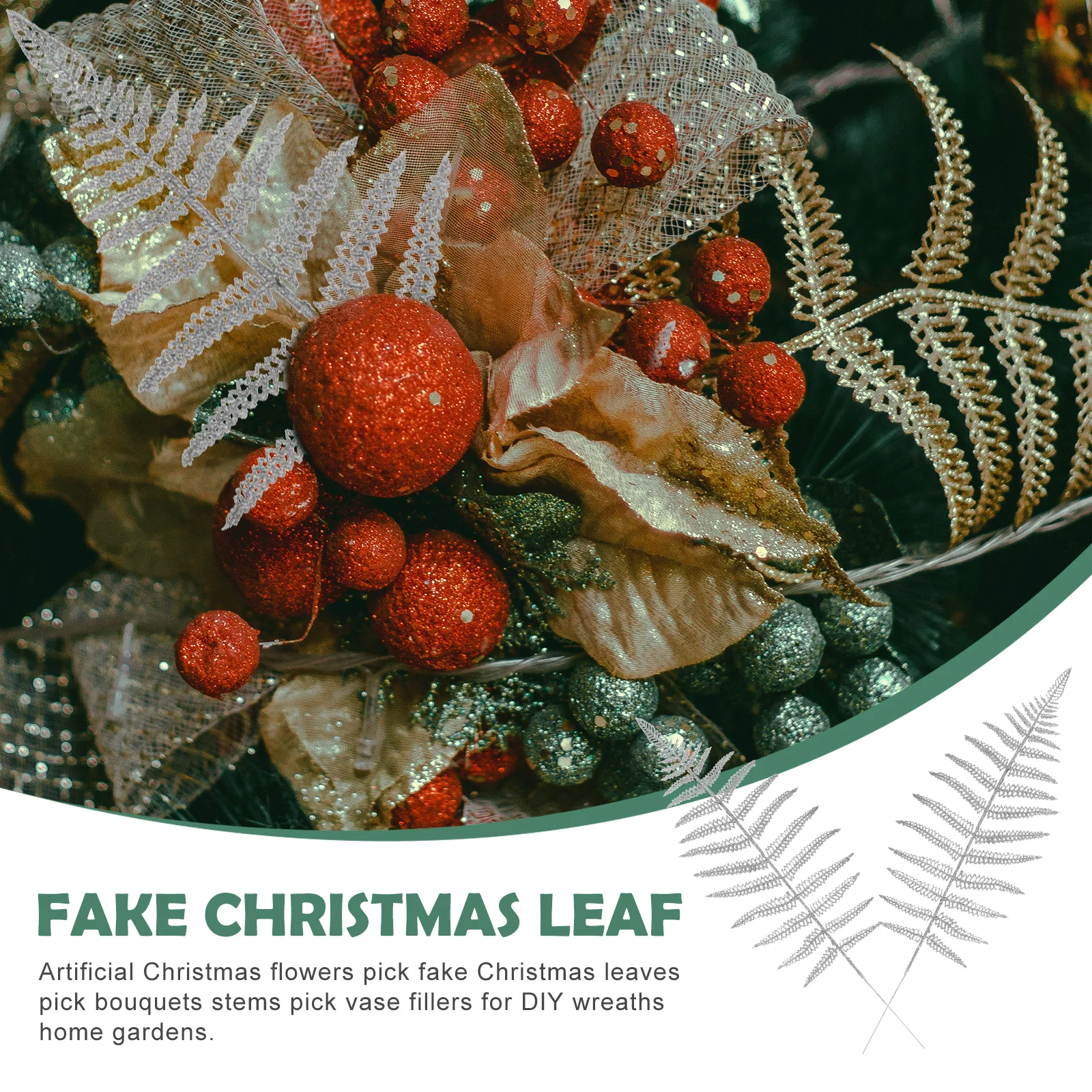 

6Pcs Artificial Christmas Floral Leaf Picks Lightweight Festive Leaf Adornment Xmas Decor for Home Wedding Photo Props