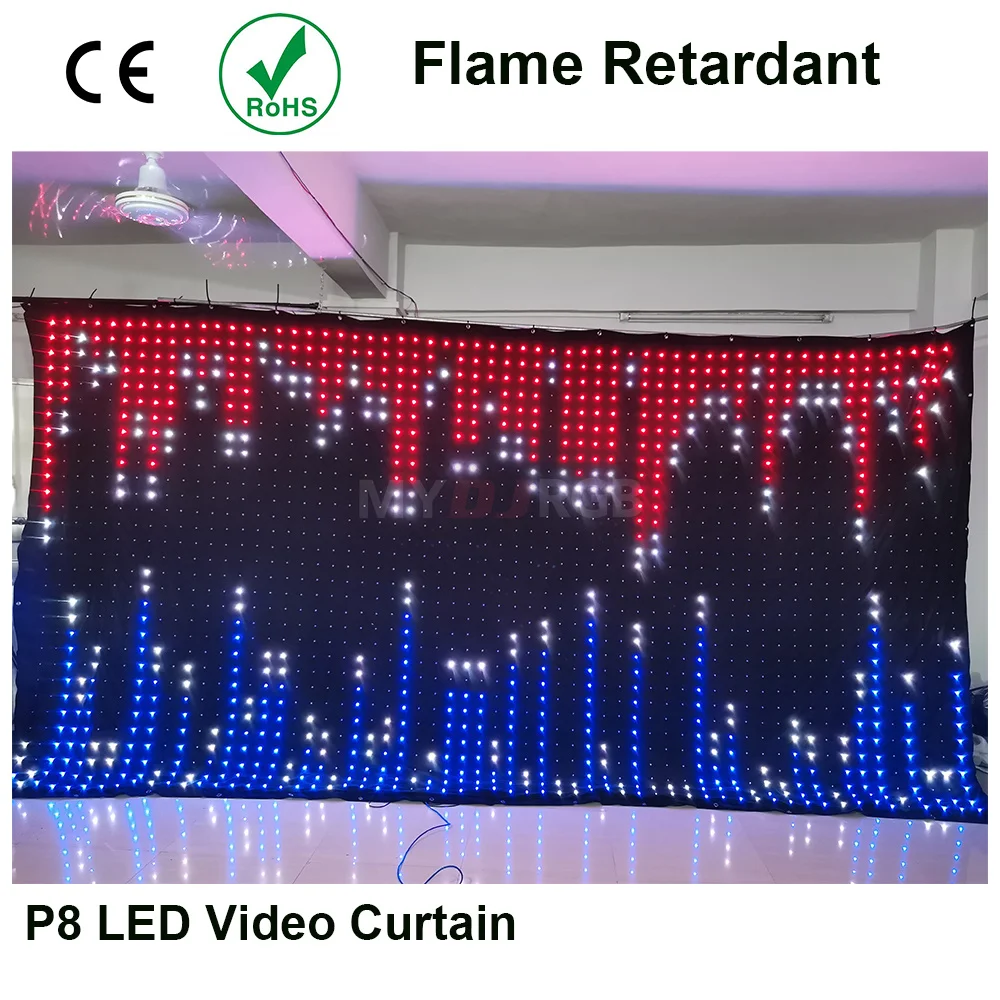 P8 LED Backdrop Vision Curtain 2.5mx5m Star Cloth for Party DJ Wedding Pub Band Stage Background Lighting System