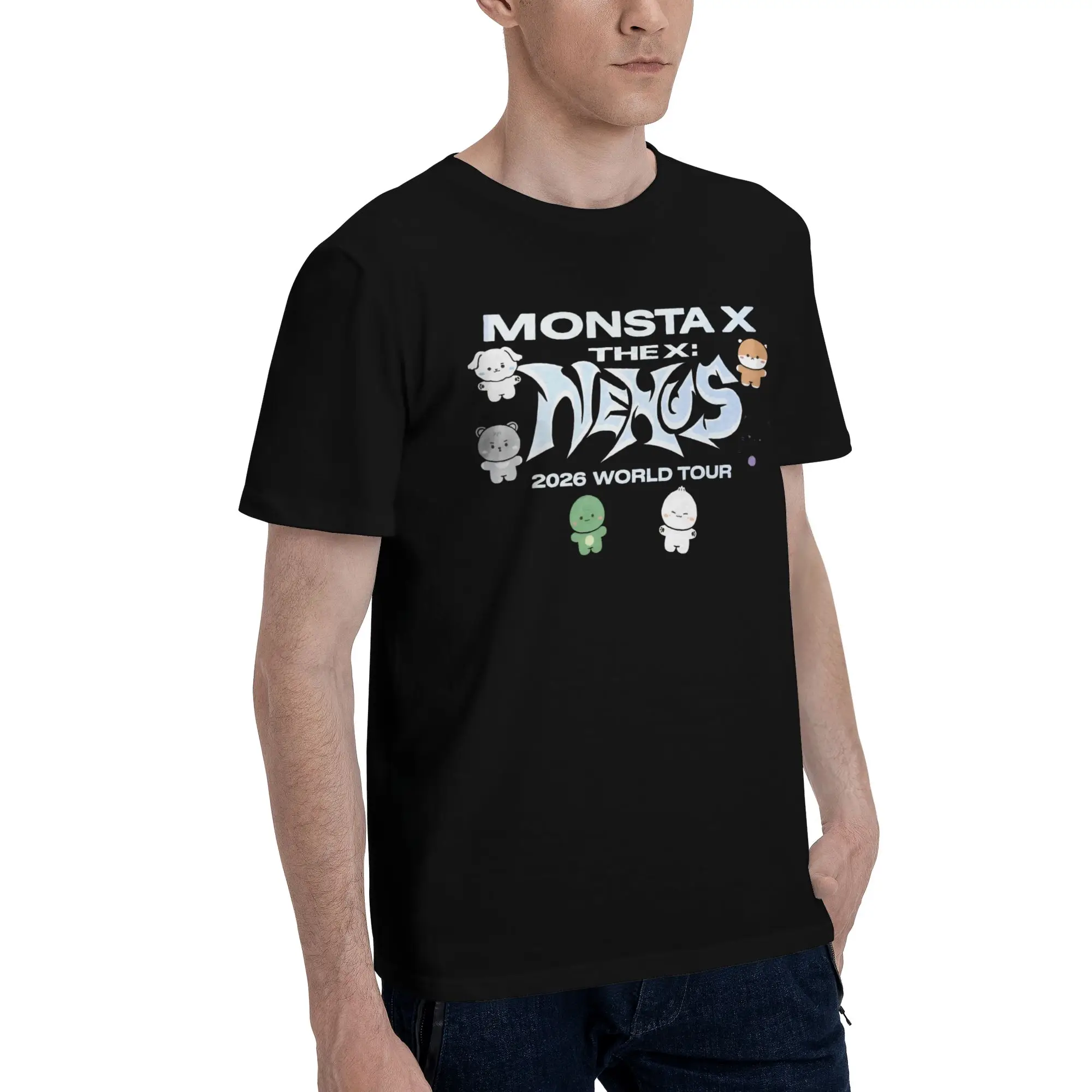 Monsta X the X Nexus North America World Tour Accessories Men Women T Shirt Pure Cotton Tee Printed  T-shirt Clothes