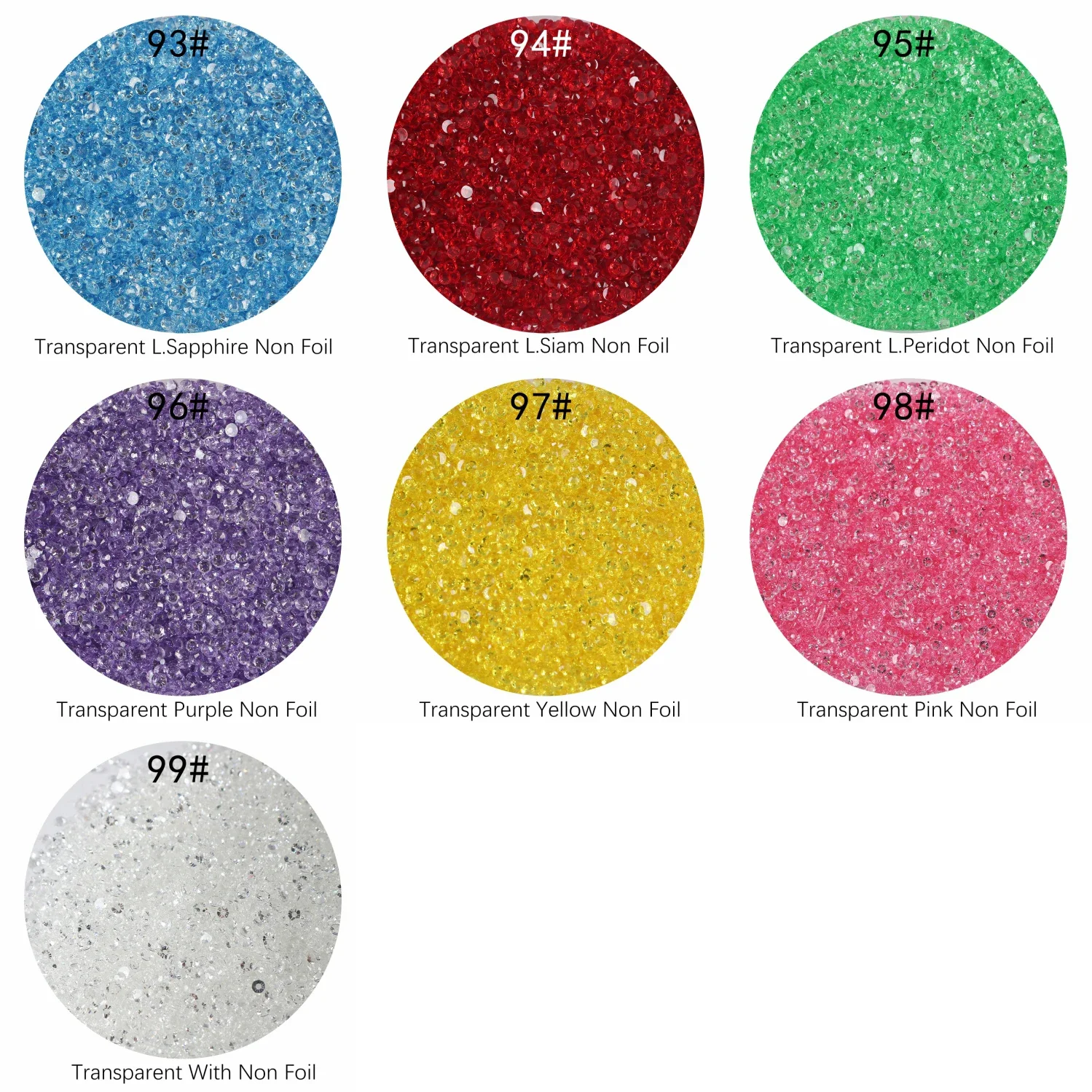 Wholesale Bulk  Transparent Bottom Glitter Resin Non Hotfix Rhinestones Flatback Strass for DIY Wedding Decorations