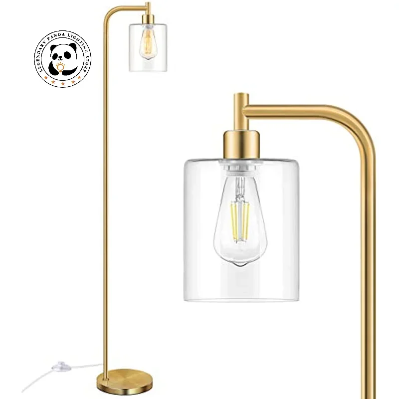 luz de luxo metalico brilho lampada chao sombra vidro led latao polo arco alto iluminacao sala estar quarto escritorio simples luminaria 01