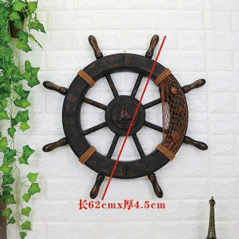 Mediterranean Ship Wooden rudder  helm wall decorations Shipping steering wheel Creative Bar wooden decorations Photographic fig