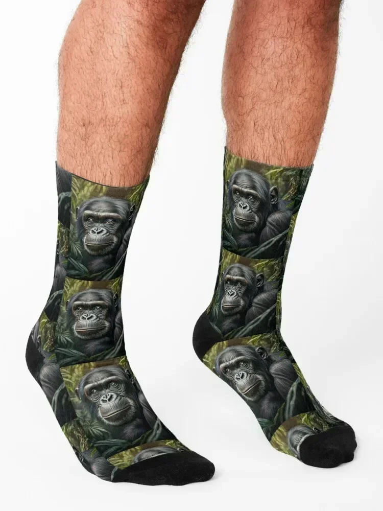 Bonobo Ape Wild Ape in Jungle Socks Climbing Stockings compression Soccer professional running Socks Man Women's