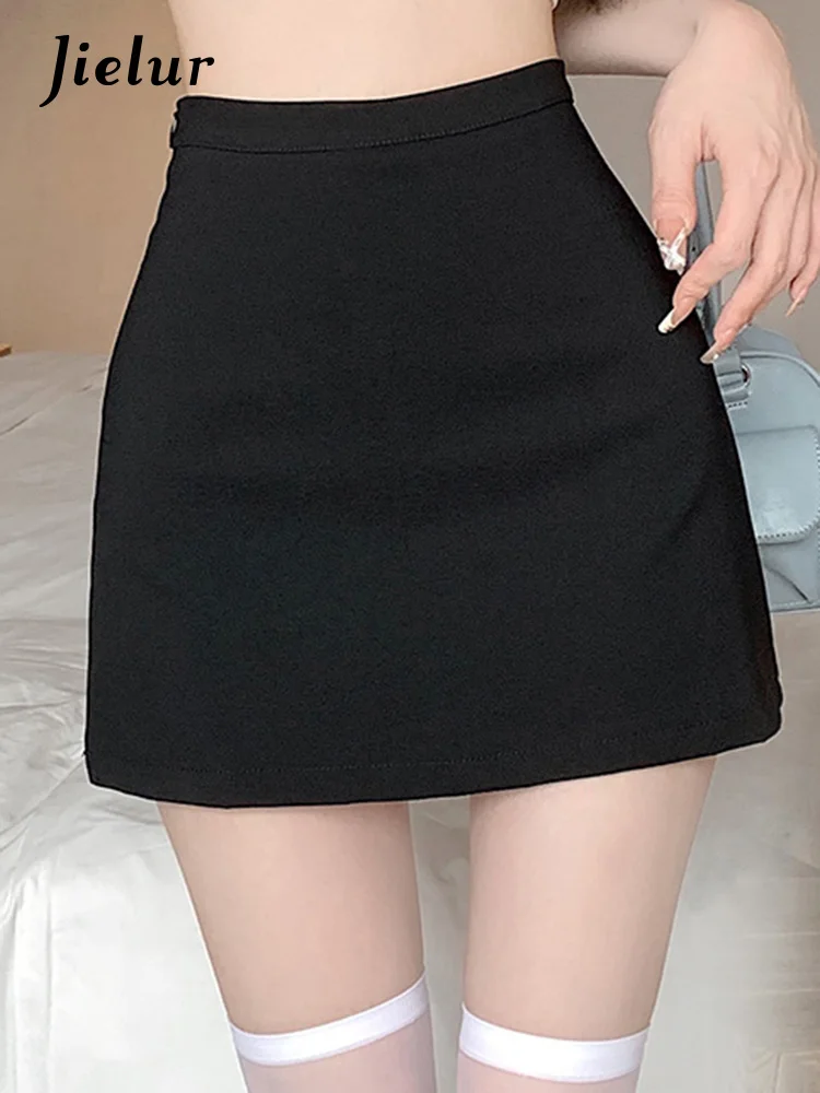 

Jielur Black Tight Hip Simple Women's Skirts Office Ladies Spring New High Waist Solid Color Sexy Casual Fashion Female Skirt