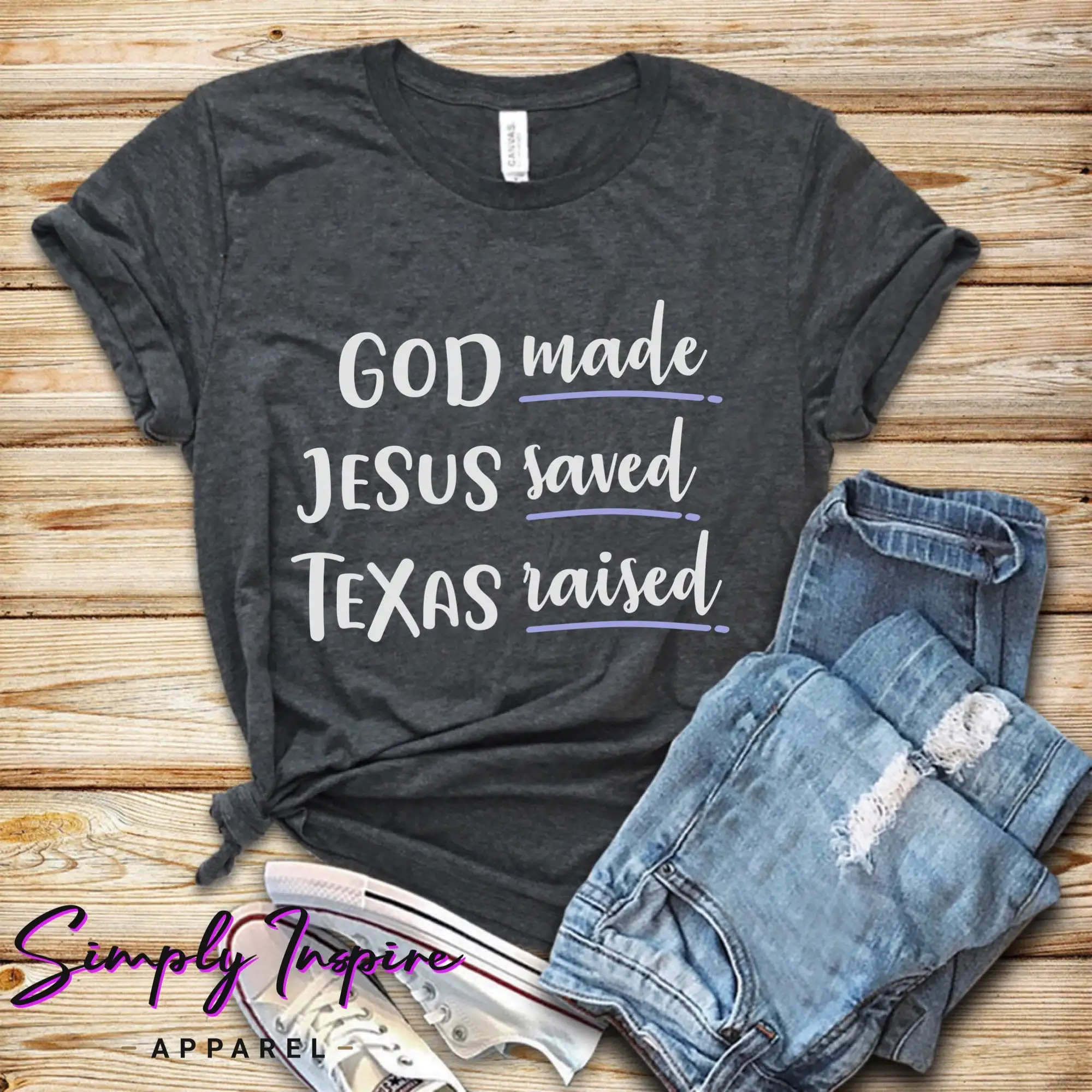 God Made Jesus Saved Texas Raised Shirt\ Texas Souvenir Tee\ Texan Shirt\ Inspirational Shirt\ Texas Pride Tee