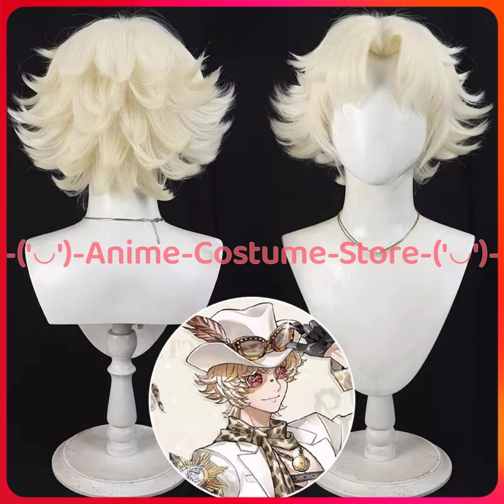 Identity V Prospector Blonde Cosplay Wig Game Character Wigs Halloween Carnival Party Costume Prop Heat Resistant Synthetic Hair