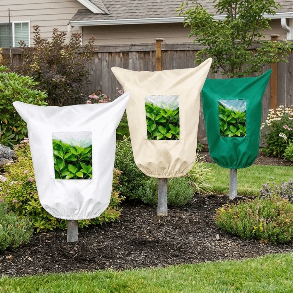 Non‑woven Plant Frost Protection Cover Breathable Anti-Frost Plant Protection Bag with Zipper Drawstring Cold Resistant