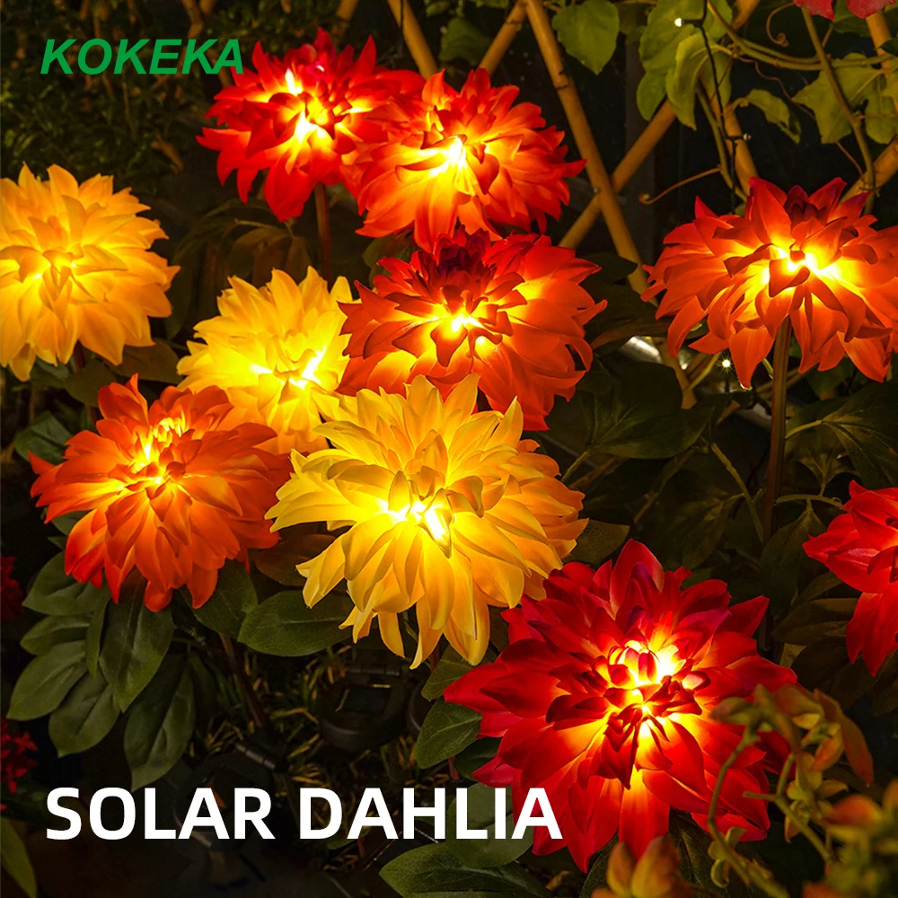 

Solar Dahlia Outside Garden Lawn Light IP65 Waterproof Solar Flowers Pathway Light for Patio Yard Wedding Holiday Decoration