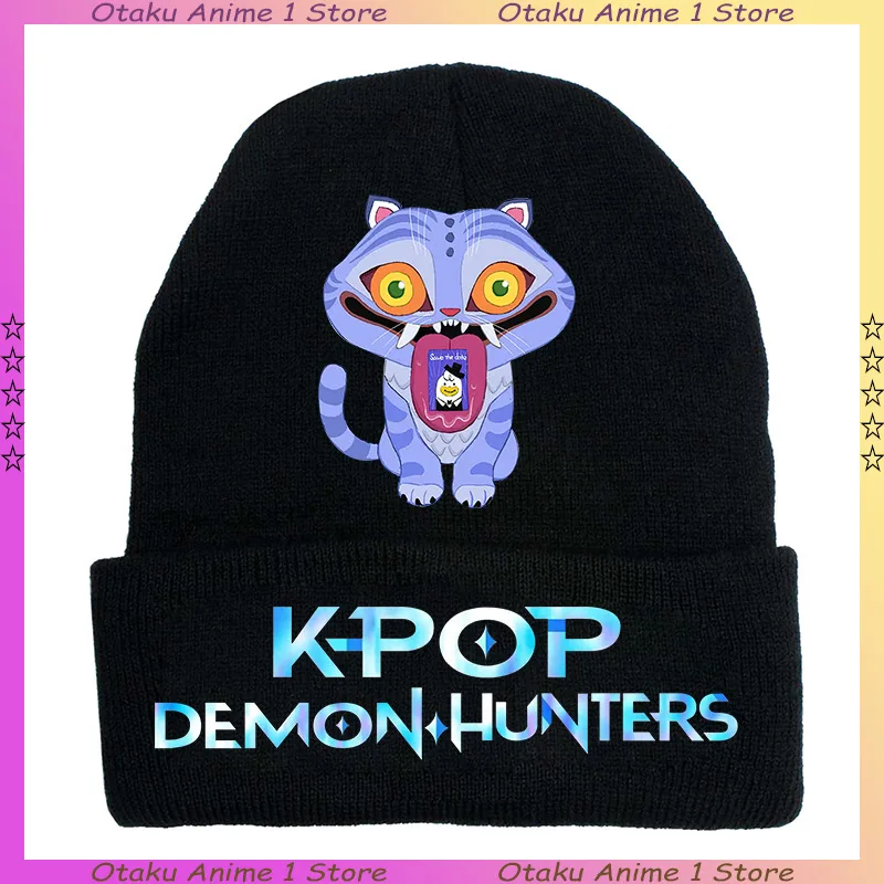 KPop デーモンハンターズ ニット帽 漫画 ルミ ミラ ゾイ プリントキャップ かわいい ユニセックス 暖かい 伸縮性のある帽子 クリスマスギフト 男の子 女の子向け