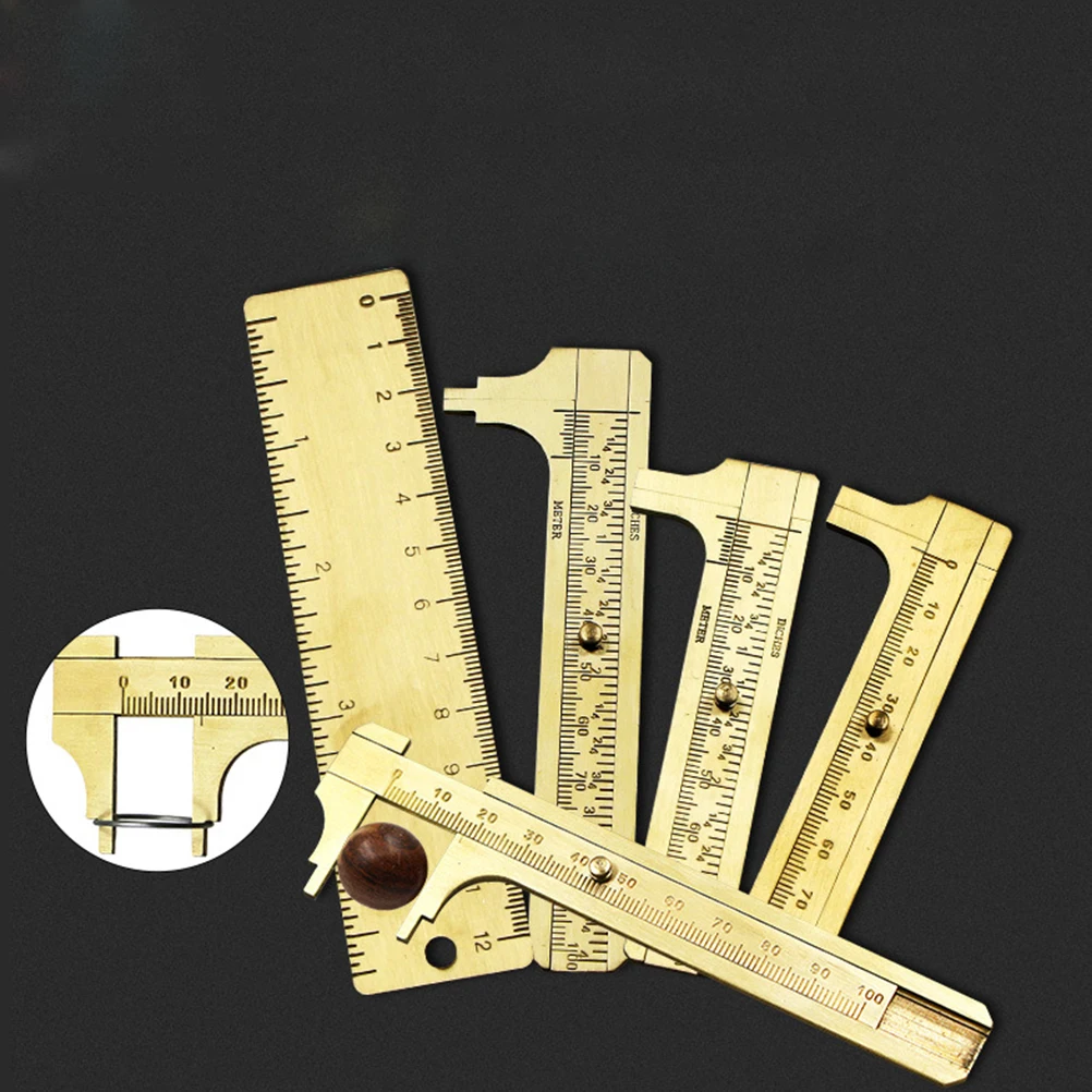 

Brass Caliper Measuring Tool Vernier Gauge Micrometer Millimeter Scale Gemstone Jewelry Instrument Bookmark Rustproof
