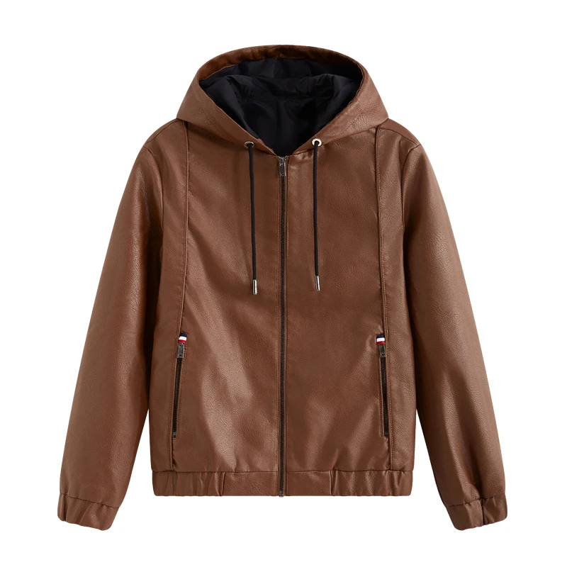 2029 Spring Autumn Tops New Fashion Casual Lapel Leather Jacket Outdoors Loose  Versatile Comfort Windproof Coat Men