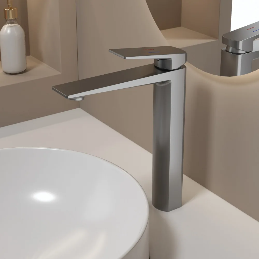 

Brush Gold Tall Basin Faucet Bathroom Faucet Mixer Tap Basin Mixer Bathroom Basin Faucet Mixer Tap Hot and Cold Sink faucet