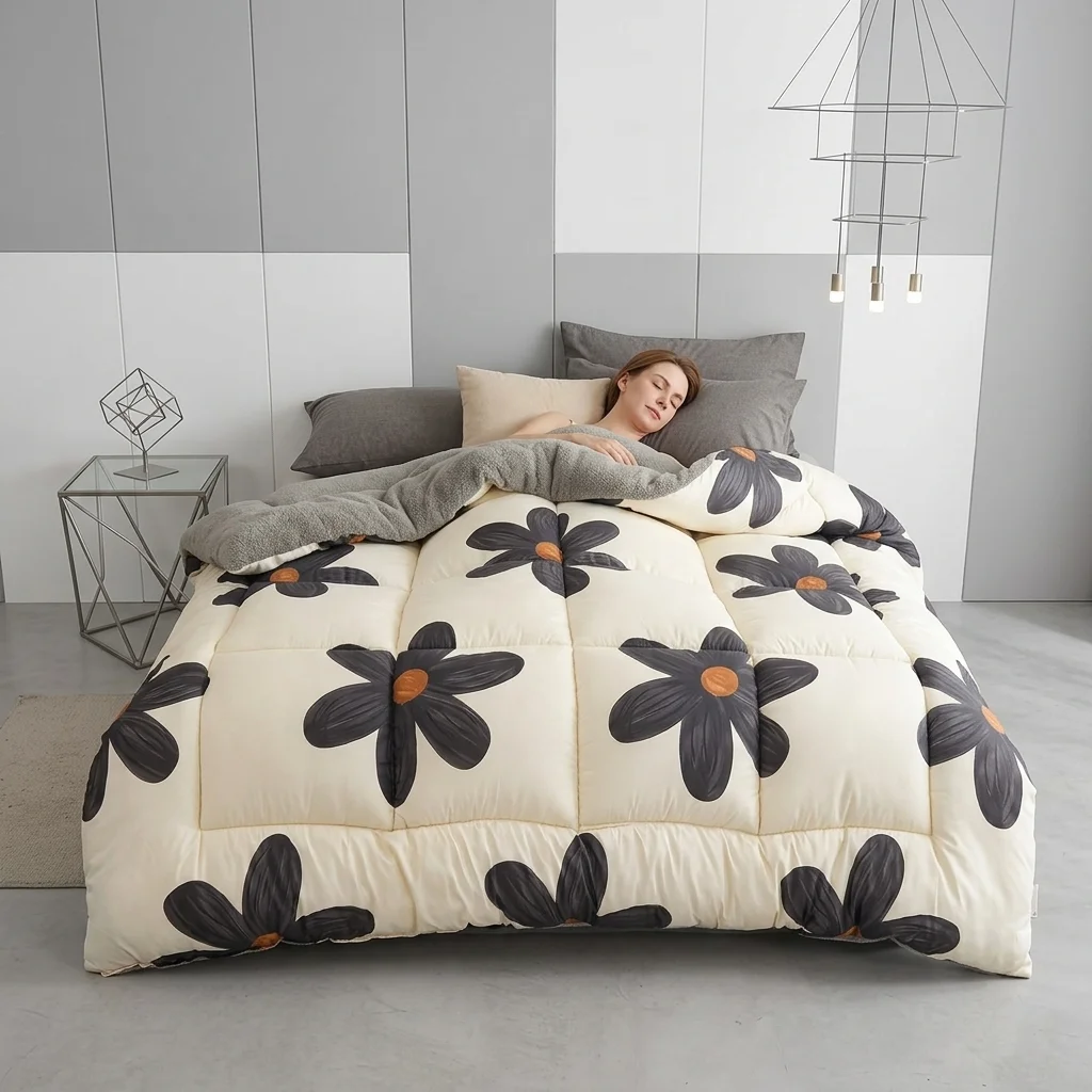 Microfiber-Filled Warm Comforter  Luxurious Soft Thick Bedspread for Bedroom and Hotel Use.