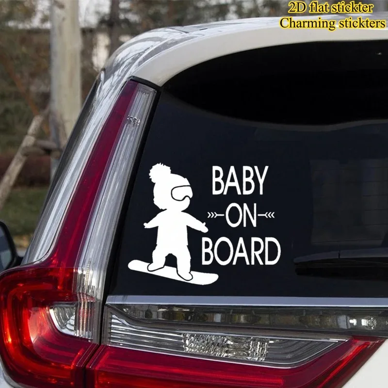 Cute Skiing Boy Baby on Board Reflective Car Sticker Waterproof Vinyl Decal for Golf Corolla Window Trunk Bumper - view 3
