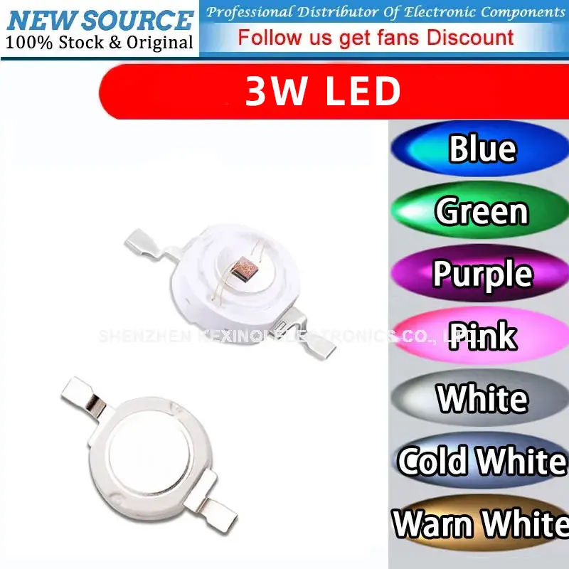 10pcs 3W High Power LED Light-Emitting Diode LEDs Chip SMD Warm White Red Green Blue Yellow For SpotLight Downlight Lamp Bulb