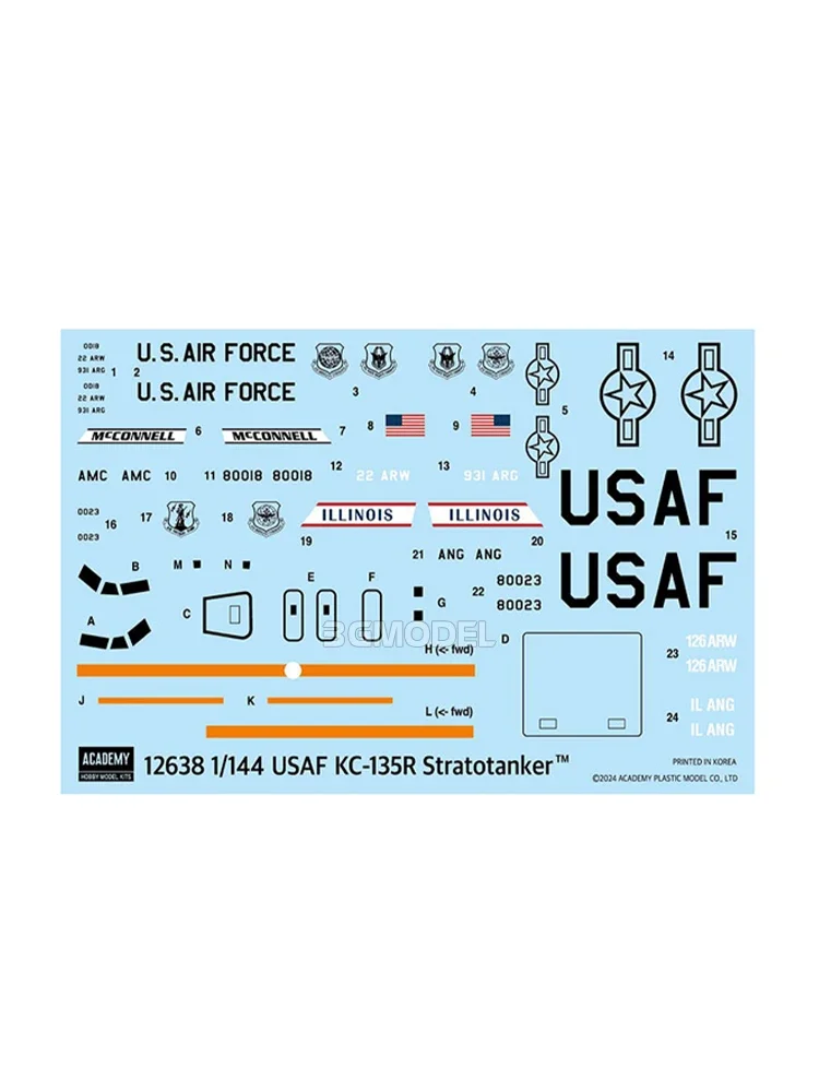 Academy Assembly Model Kit 12638 KC-135R Aerial Refueling Aircraft 1/144