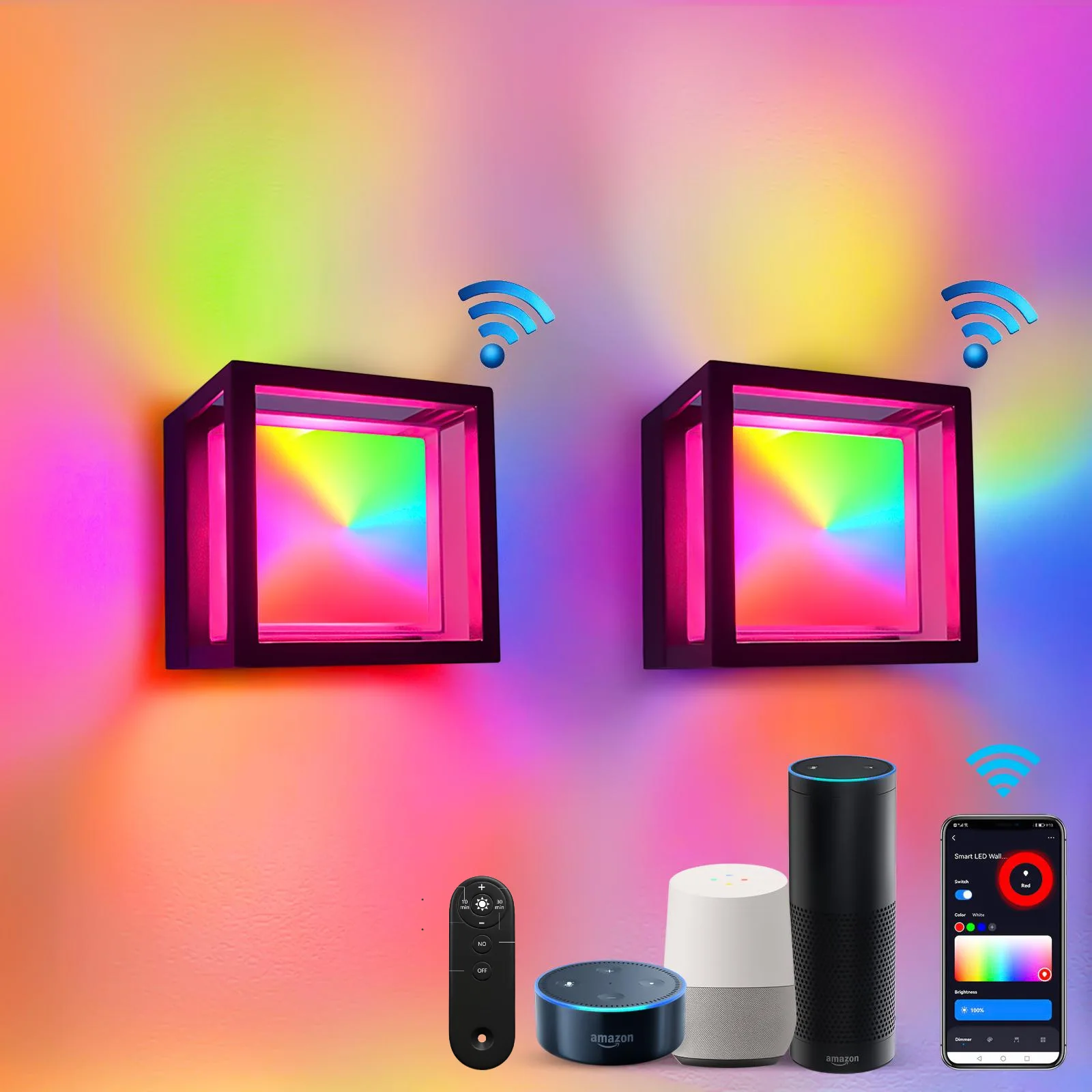 Outdoor waterproof wall lamp graffiti WiFi illusion color 2700-6500K color temperature frequency remote control voice control