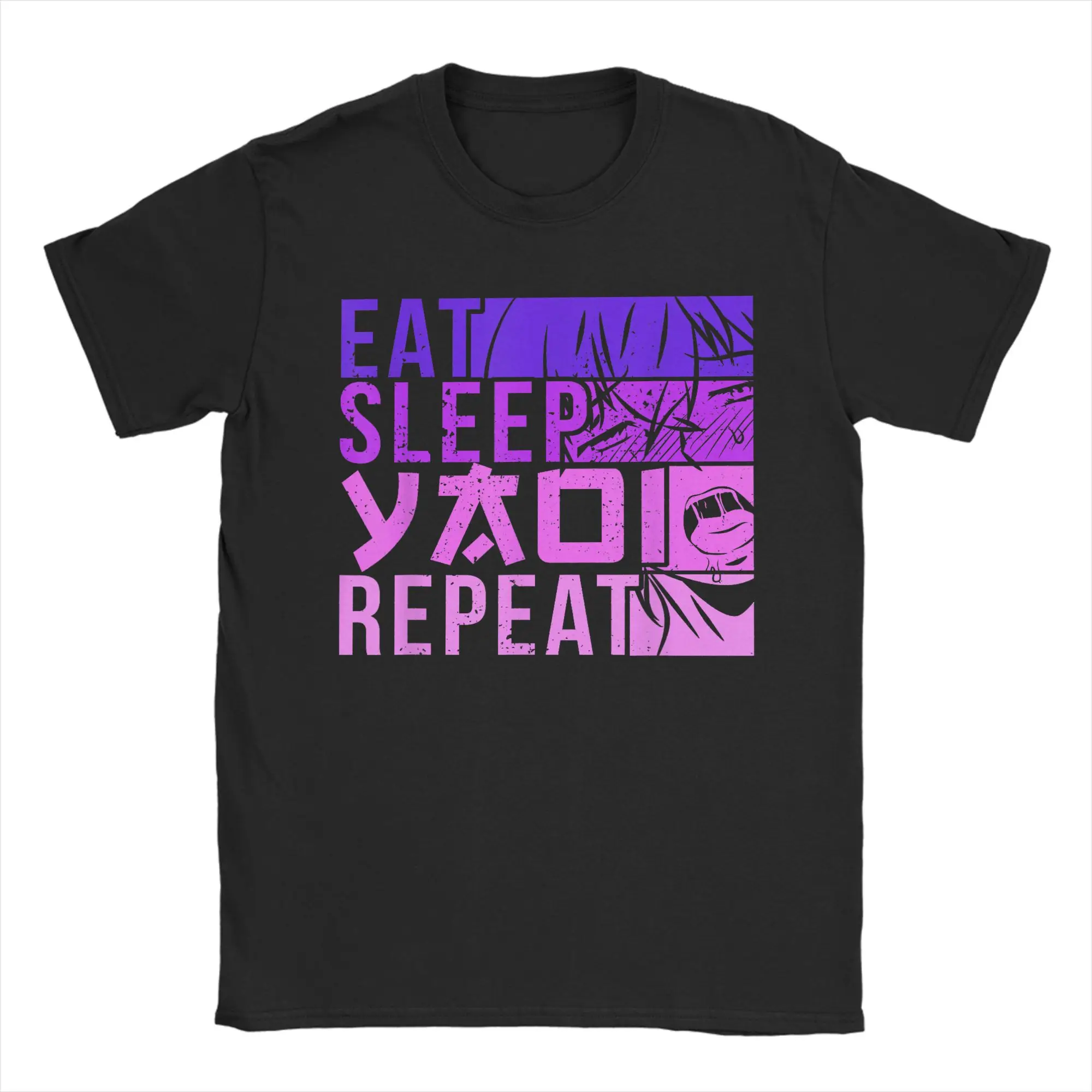 

Eat Sleep Yaoi Repeat Fujoshi T-Shirt Beach Fashion T-Shirts Man Cotton O Neck Oversized Clothing Short-Sleeved Y2K Retro Tshirt