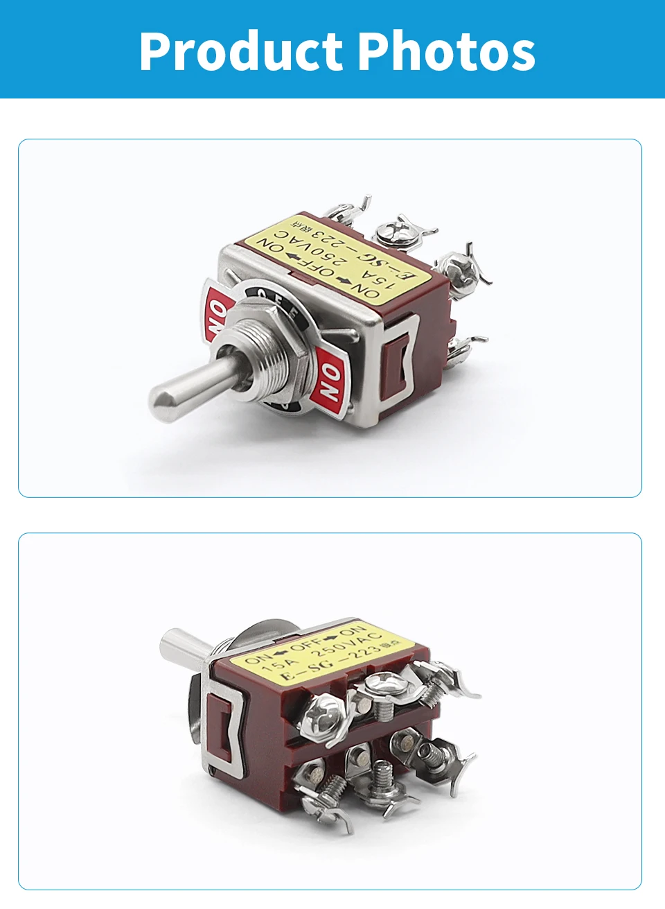 OMCH 1/5/10PCS 15A 250VAC Silber Kontakt Kippschalter E-SG Serie 2/3/4/6/8/9/12 Pin 2/3 Gang Selbst Reset/Selbstsperre – Detail 12