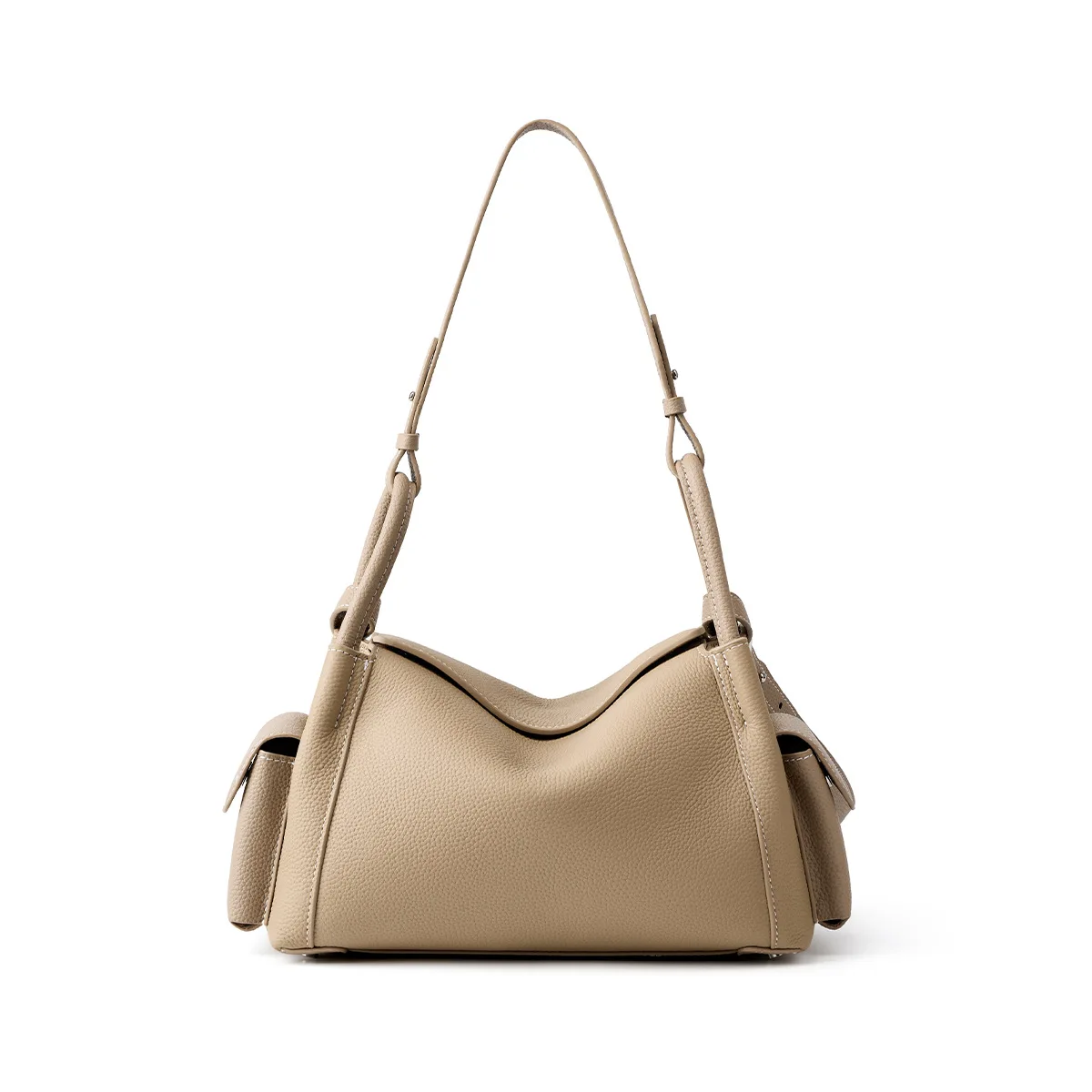 Fashion Genuine Pebbled Leather Tote Bag Women Vintage Soft Hobo Shoulder Bag Large Casual Commuter Purse