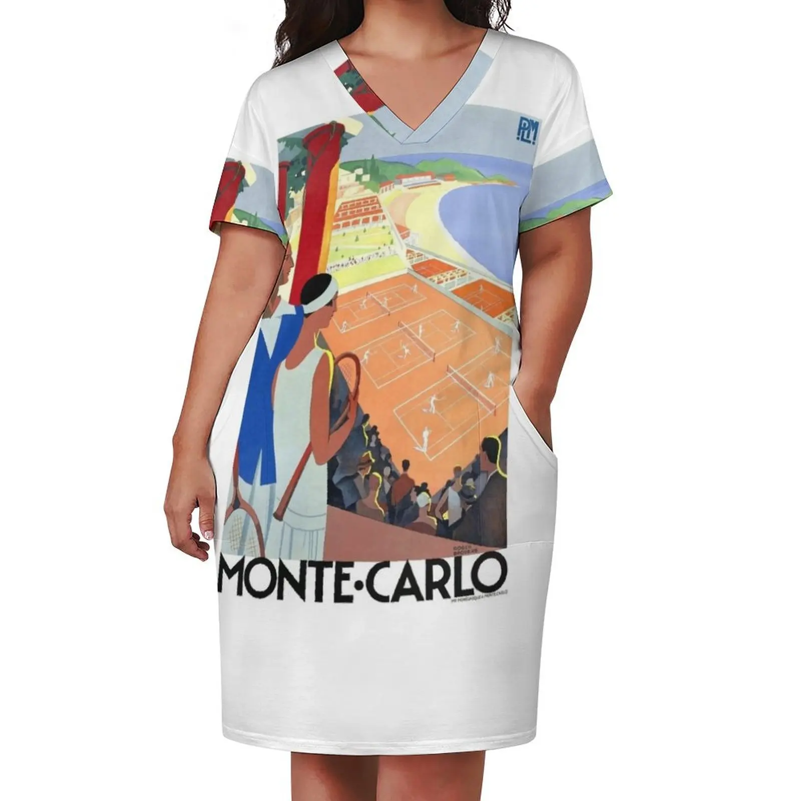 1930 MONTE CARLO Tennis Monaco Travel Poster Loose Pocket Dress dress for woman Women