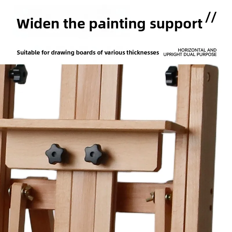 HXL Wooden Flat Vertical Easel Adjustable Pulley Folding Display Oil Painting Stand view 4